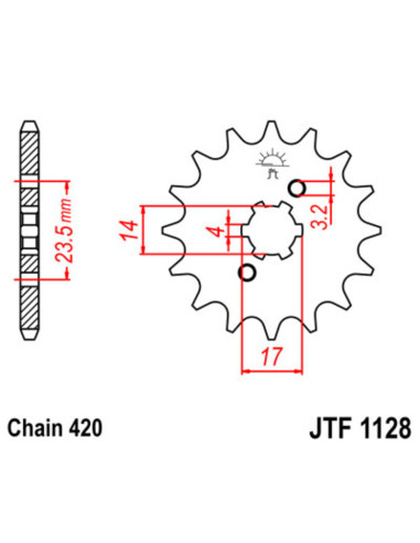 Kit chaîne JT/JT 420HDR 11/53 - Couronne arrière standard Type 1131