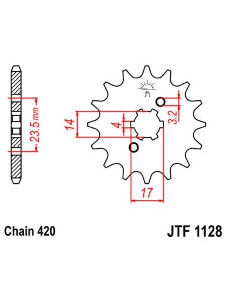 Kit chaîne JT/JT 420HDR 11/53 - Couronne arrière standard Type 1133