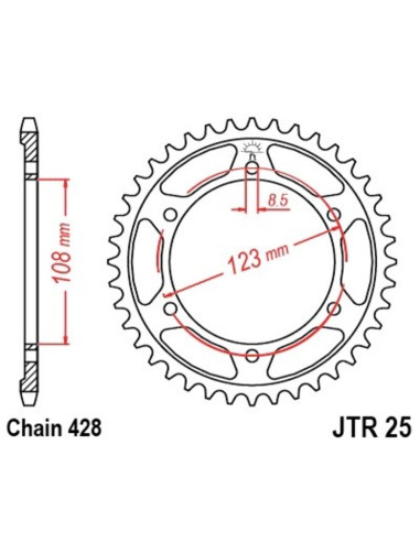 Couronne JT SPROCKETS acier standard 25 - 428