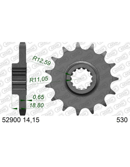 Kit chaîne AFAM 530XHR2 14/40 super-renforcé - couronne standard 50900