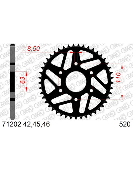 Kit chaîne AFAM 520XRR3 14/45 renforcé - couronne standard 71202