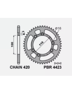 Couronne PBR Racing aluminium ultra-light 4423 - 420 2