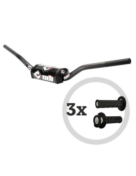Kit guidon ODI Podium Flight MX + 3 paires de revêtements MX V2 Lock-On semi-gaufrés