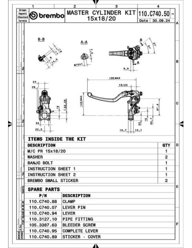 Maître-cylindre d'embrayage radial BREMBO UPGRADE Corsa Corta 16 RCS - Levier repliable Maître-cylindre d'embrayage radial BREMBO UPGRADE Corsa Corta 16 RCS - Levier repliable