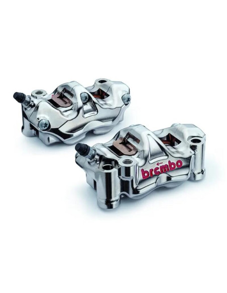 Paire étriers BREMBO UPGRADE GP4RX (usinés CNC nickelé) - 108mm (avec plaquettes)