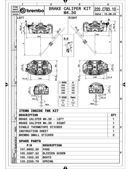 Paire d'étrier de frein avant radial BREMBO UPGRADE GP4-RS 4 pistons Ø30mm