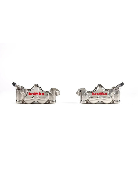 Paire étriers BREMBO UPGRADE GP4RX (usinés CNC nickelé) - 100mm (avec plaquettes)