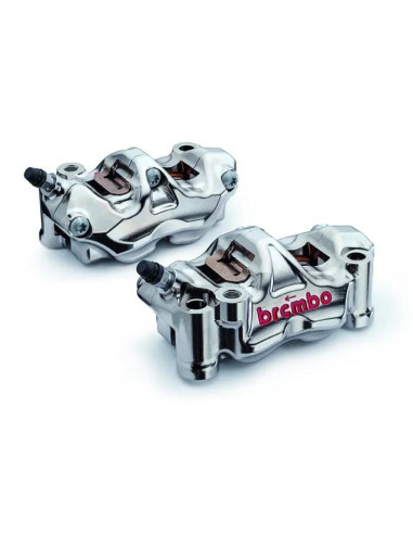 Paire étriers BREMBO UPGRADE GP4RX (usinés CNC nickelé) - 100mm (avec plaquettes)