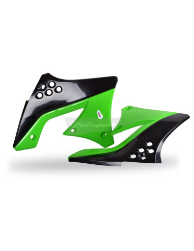 Ouïes de radiateur POLISPORT couleur origine noir/vert Kawasaki KX250F