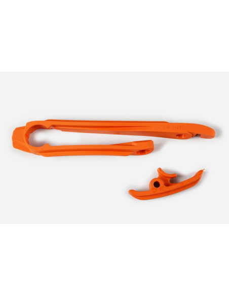 Kit patin de bras oscillant + patin de chaîne inférieur UFO orange KTM