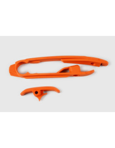 Kit patin de bras oscillant + patin de chaîne inférieur UFO orange KTM 2