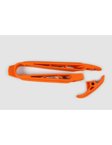 Kit patin de bras oscillant + patin de chaîne inférieur UFO orange KTM