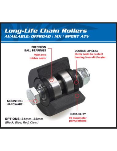 Roulette de chaine supérieur/inférieur ALL BALLS noir Kawasaki KX65/85/100