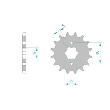 Kit chaine DID  ACIER YAMAHA TW 125 5RS 2002 à 2006 pignon