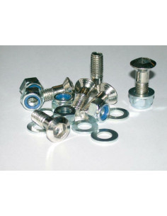 Kit de 6 vis de couronne BIHR avec écrous + rondelles de couronne têtes fraisées M8x1,00x30mm argent