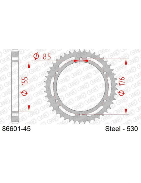 Kit chaîne AFAM 530XHR2 17/44 super-renforcé - couronne standard