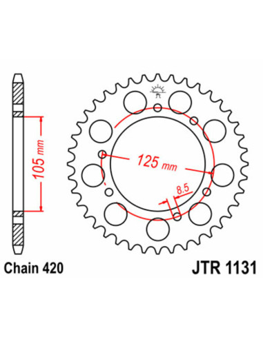 Kit chaîne JT 420HDR 11/60 standard - couronne standard