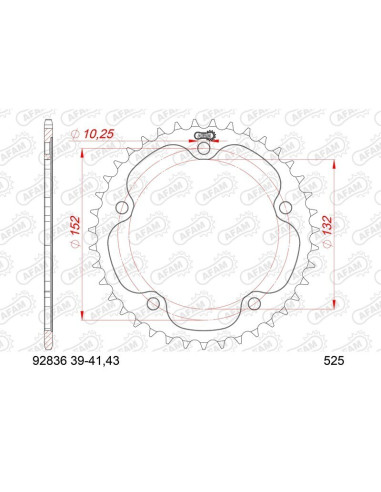 Kit chaîne AFAM 525XSR2 16/39 super-renforcé - couronne standard