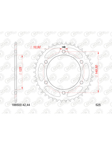 Couronne AFAM 44 dents acier pas 5205 type 188500