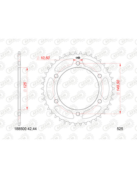 Couronne AFAM 46 dents acier pas 525 type 188500