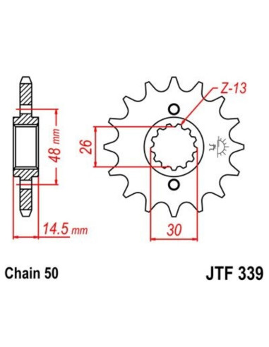 Pignon JT SPROCKETS acier anti-bruit 339 - 530