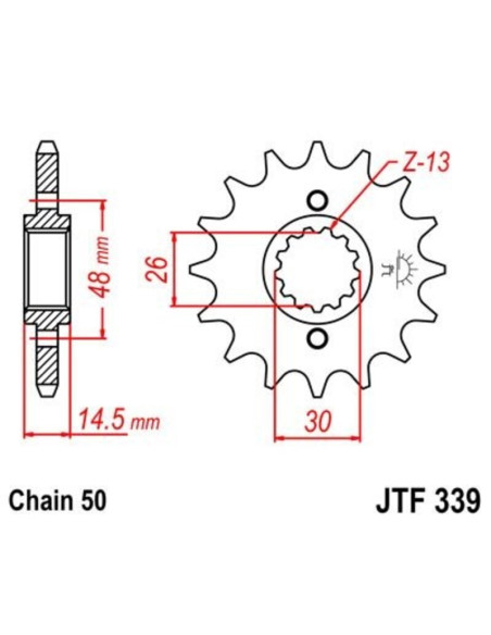 Pignon JT SPROCKETS acier anti-bruit 339 - 530 Pignon JT SPROCKETS acier anti-bruit 339 - 530