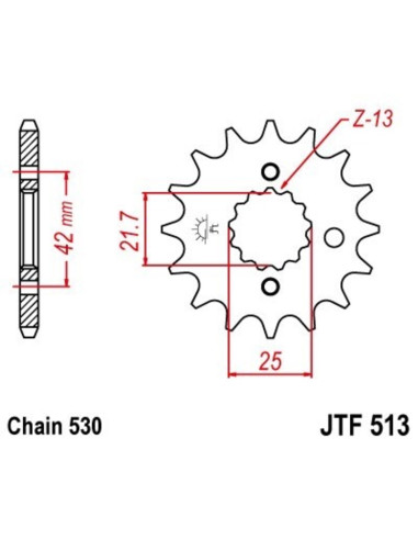 Pignon JT SPROCKETS acier anti-bruit 513 - 530