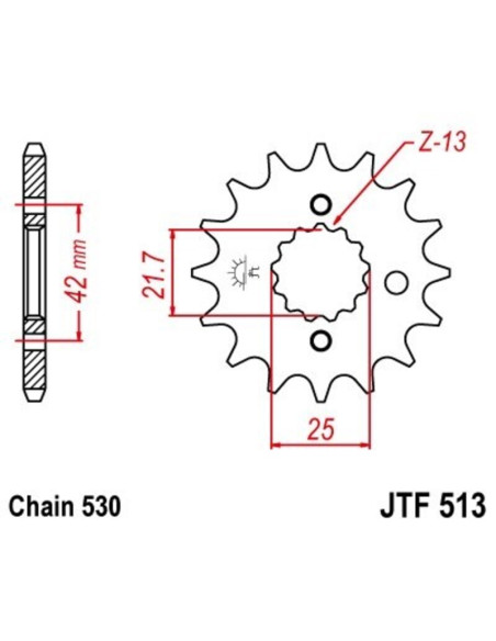 Pignon JT SPROCKETS acier anti-bruit 513 - 530
