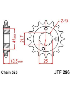 Pignon JT SPROCKETS acier anti-bruit 296 - 525 2