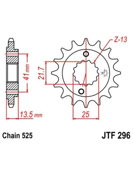Pignon JT SPROCKETS acier anti-bruit 296 - 525