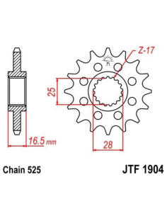 Pignon JT SPROCKETS acier anti-bruit 1904 - 525