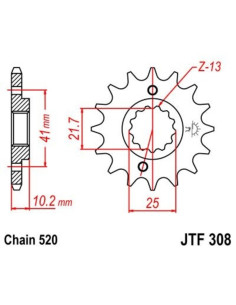 Pignon JT SPROCKETS acier anti-bruit 308 - 520