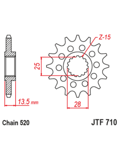 Pignon JT SPROCKETS acier anti-bruit 710 - 520