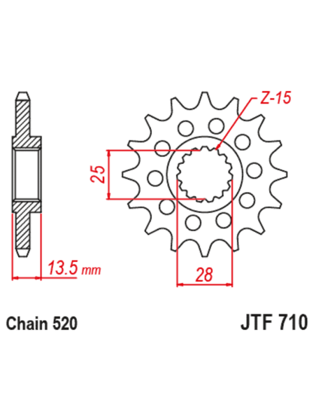 Pignon JT SPROCKETS acier anti-bruit 710 - 520