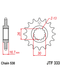 Pignon JT SPROCKETS acier anti-bruit 333 - 530 2