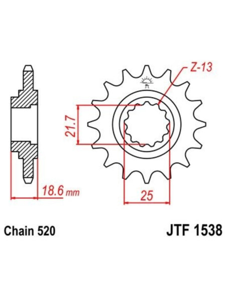 Pignon JT SPROCKETS acier anti-bruit 1538 - 520