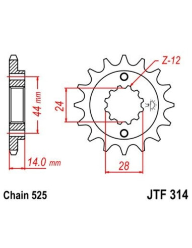 Pignon JT SPROCKETS acier anti-bruit 314 - 525