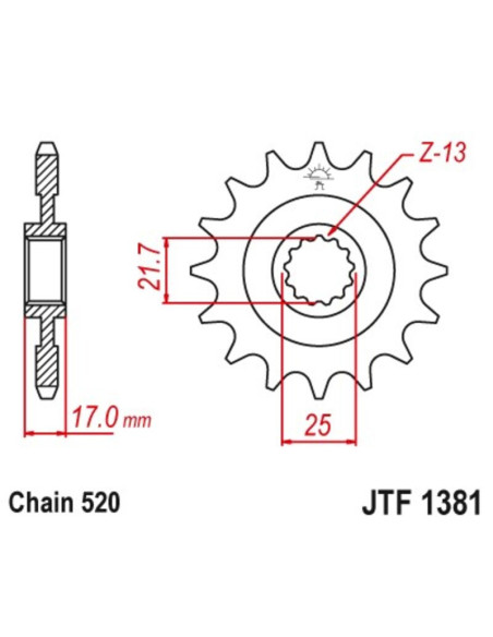 Pignon JT SPROCKETS acier anti-bruit 1381- 520