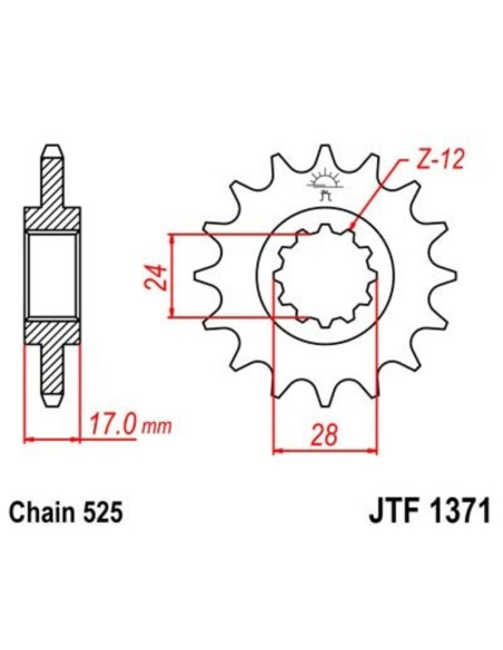Pignon JT SPROCKETS acier anti-bruit 1371 - 525
