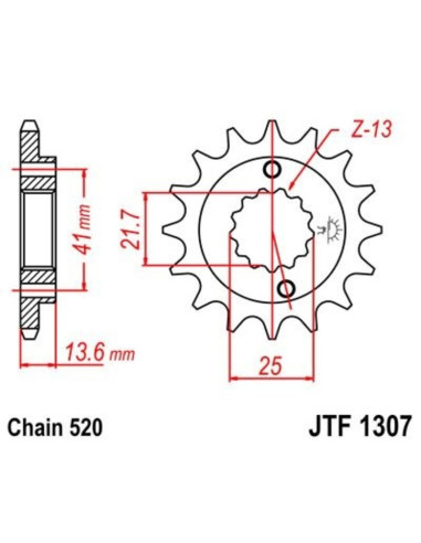 Pignon JT SPROCKETS acier anti-bruit 1307 - 520
