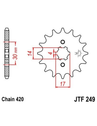 Pignon JT SPROCKETS acier standard 249 - 420