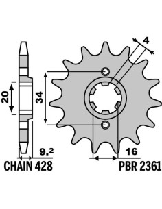 Pignon PBR acier standard 2361 - 428 2