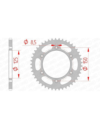 Kit chaîne AFAM 520XHR2 16/43 super-renforcé - couronne standard