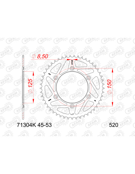 Couronne AFAM acier standard 71304K - 520 Couronne AFAM acier standard 71304K - 520