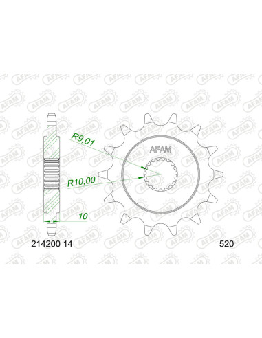 Pignon AFAM acier standard 214200 - 520 Pignon AFAM acier standard 214200 - 520