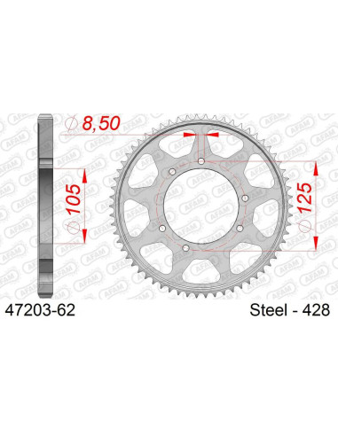 Couronne AFAM acier standard 47203 - 428 Couronne AFAM acier standard 47203 - 428