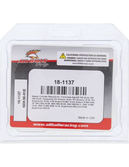 Kit réparation de maître cylindre ALL BALLS