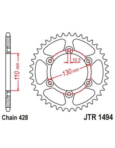 Kit chaîne JT/JT 428HDR 16/56 standard - couronne standard