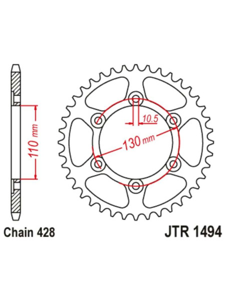 Kit chaîne JT/JT 428HDR 16/56 standard - couronne standard