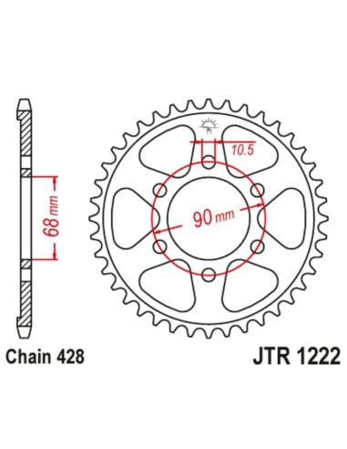 Kit chaîne JT/JT 428HDR 15/47 standard - couronne standard